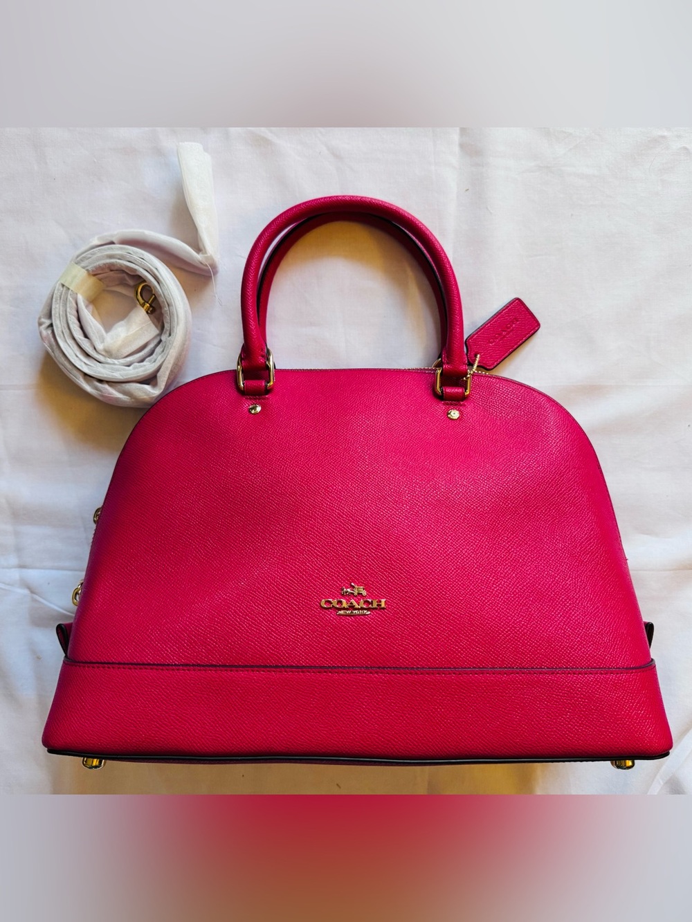 Coach Structured Dome Satchel - Vibrant Fuchsia